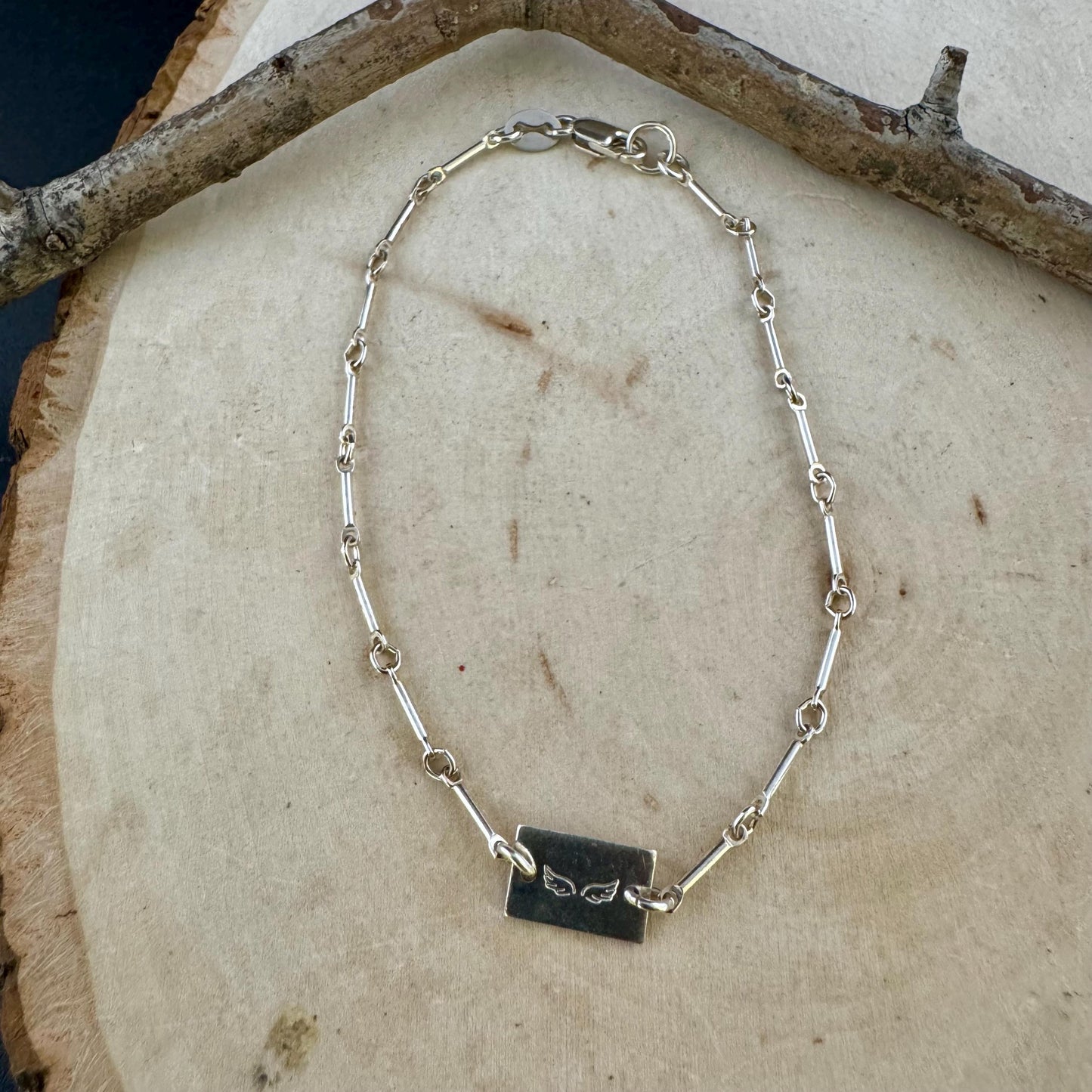 Sterling Silver Ankle Bracelet: Angel Wings Sterling Charm