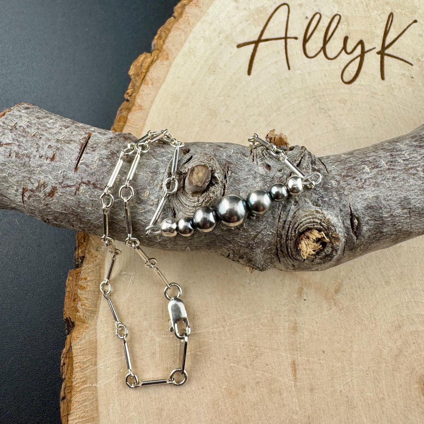 Navajo Pearl Bar Ankle Bracelet | Elegant Sterling Silver Anklet