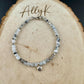 Sterling Silver Star Charm Anklet with Rainbow Moonstone and Black Tourmaline
