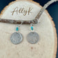 Southwestern Style Sterling Silver Earrings with Indian Buffalo Nickel and Turquoise