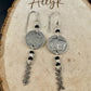 Vintage Indian Head Buffalo Nickel Earrings with Onyx Gemstones & Chevron Chain