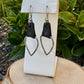 Leather Teardrop Earrings - Sterling Silver Hammered Design in Black or Dark Brown