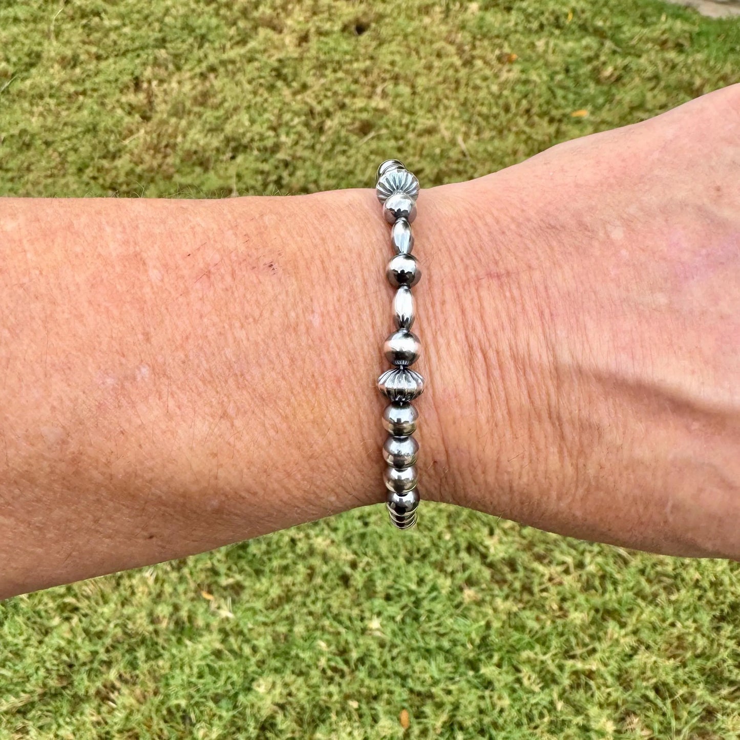 Native American Inspired Navajo Pearl Bracelet - Sterling Silver Southwest Style