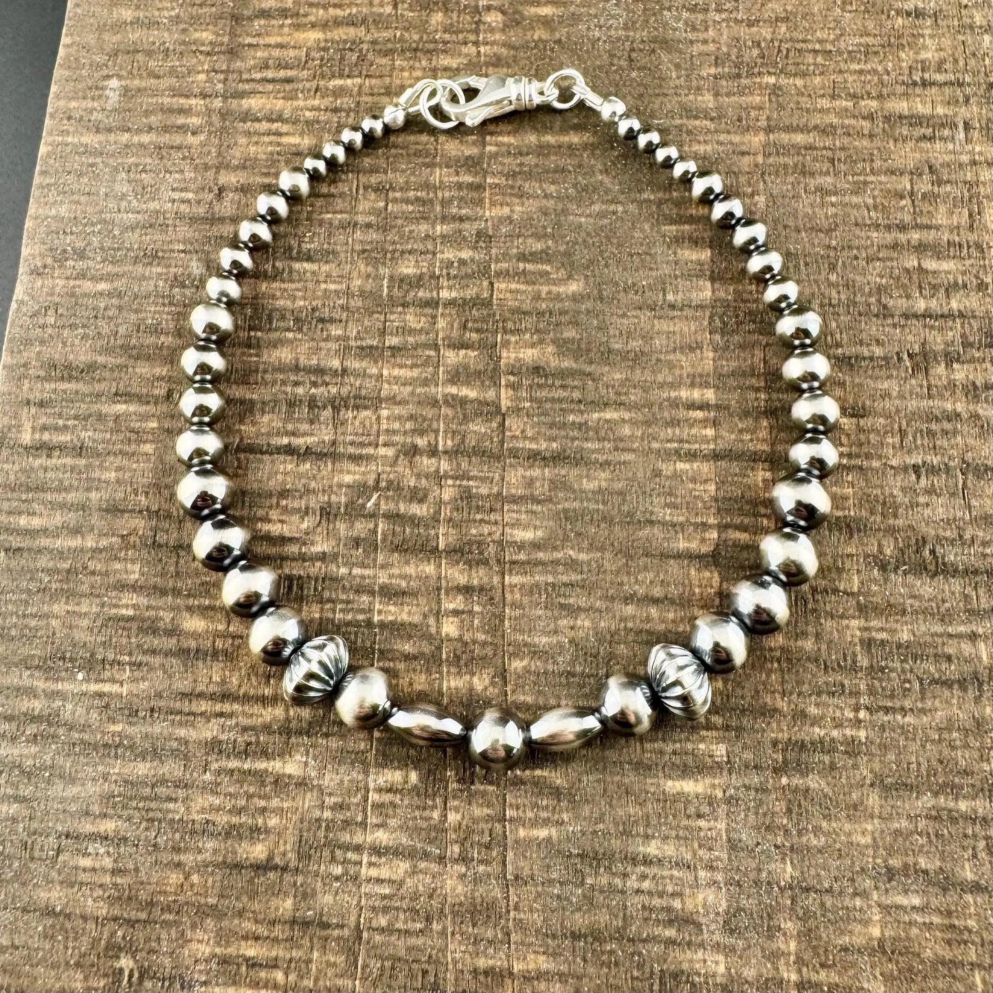 Native American Inspired Navajo Pearl Bracelet - Sterling Silver Southwest Style