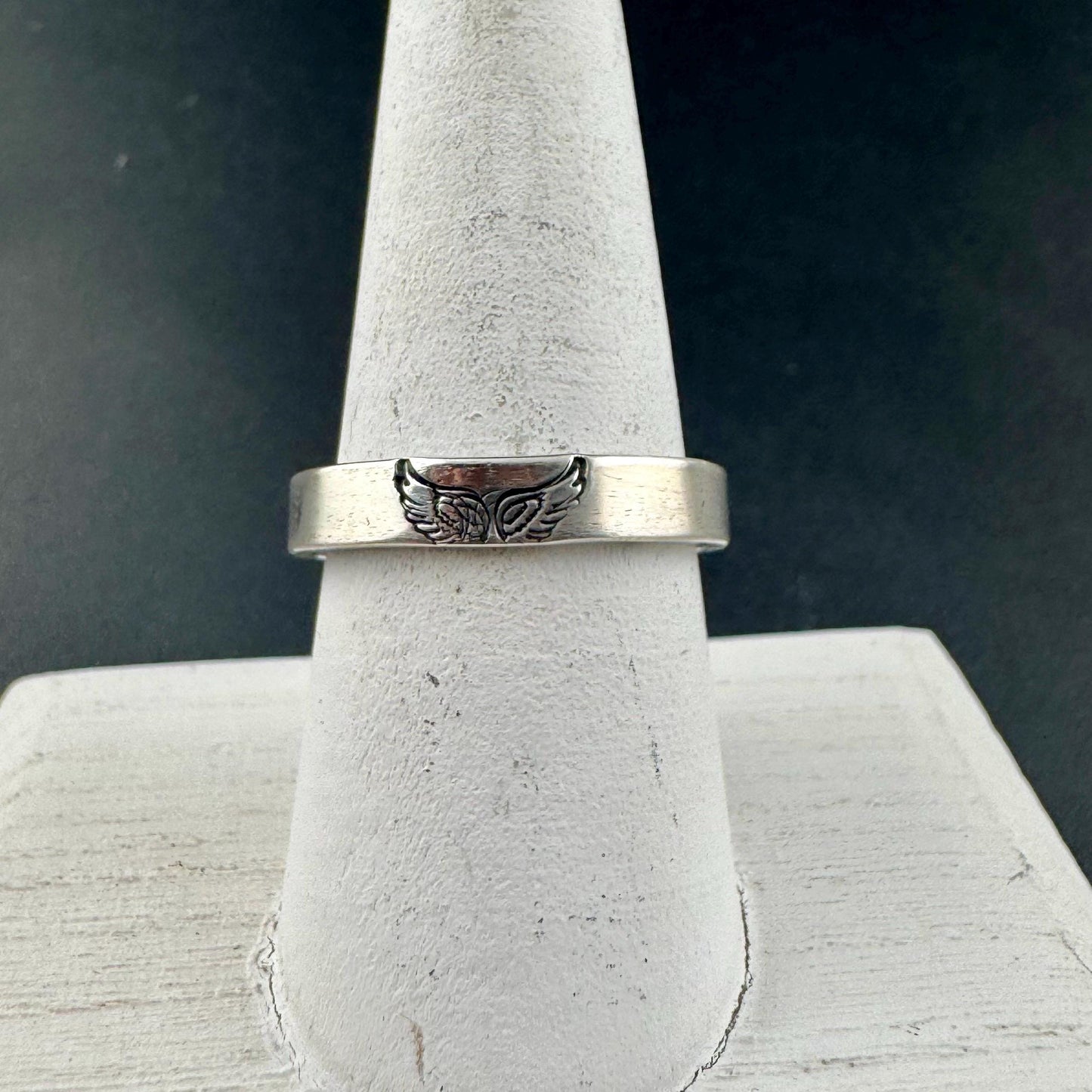 Sterling Silver 4mm Angel Wing Band Ring - Unique Jewelry Gift