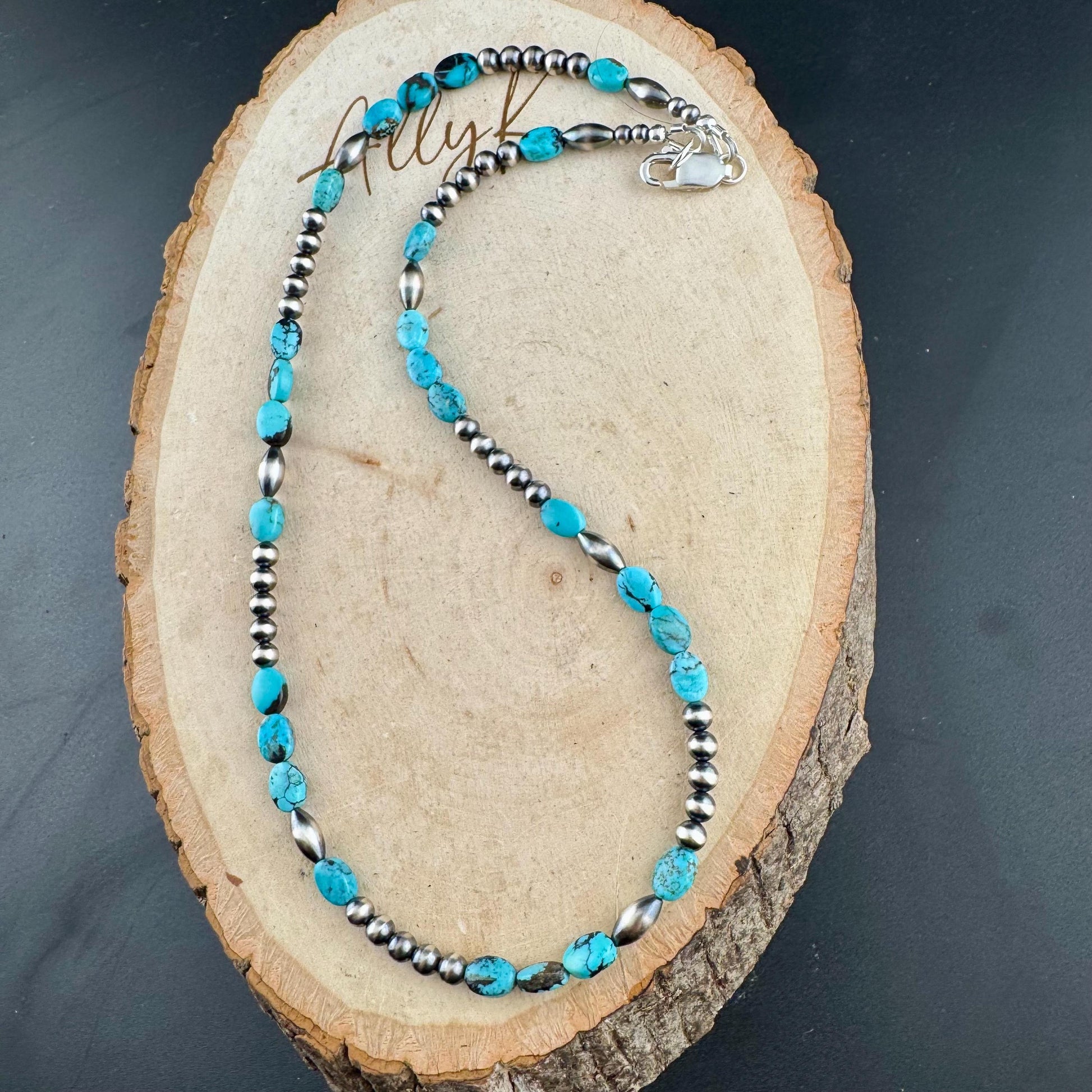 Southwestern Royston Turquoise & Navajo Pearl Choker – Sterling Silver Gemstone