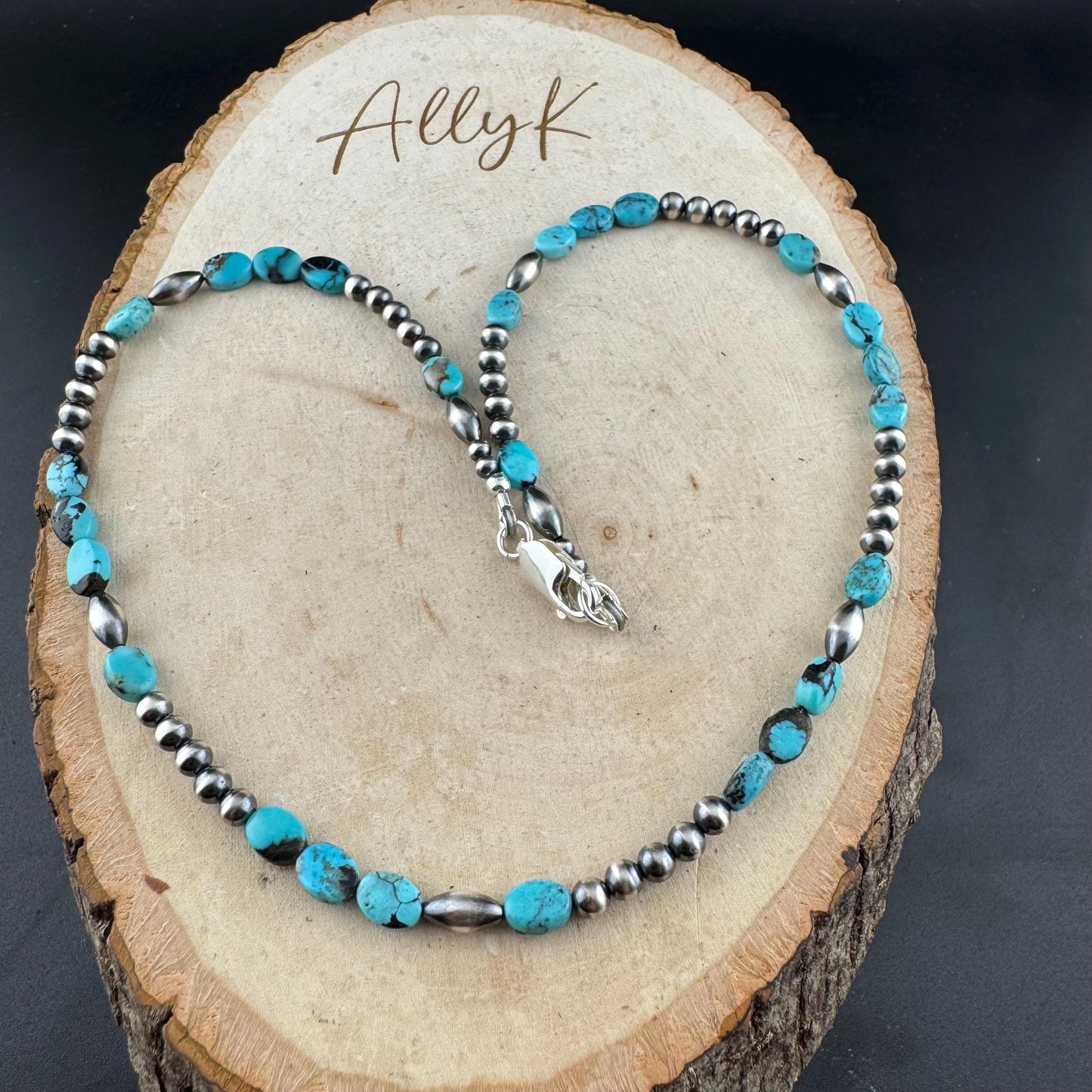 Southwestern Royston Turquoise & Navajo Pearl Choker – Sterling Silver Gemstone