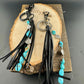 Tribal Sun Charm, Raw Turquoise Pebble Stone Purse Tassel, Southwestern Tassel, Turquoise Keychain, Leather Handbag Accessory