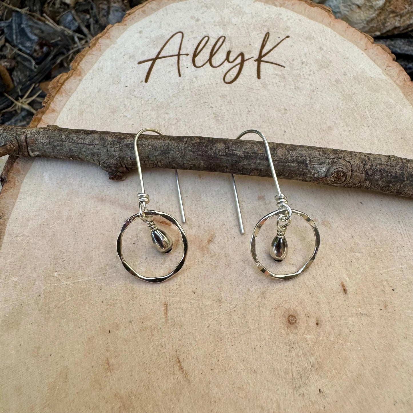 Navajo Pearl Teardrop Earrings, Sterling Silver Circle Dangle Earrings