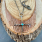 Sterling Silver Cross Pendant Necklace with Turquoise Gemstone Bezel Accent