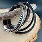 Silver Half Cuff & Square Leather Multi Wrap Bracelet | Artisan Jewelry