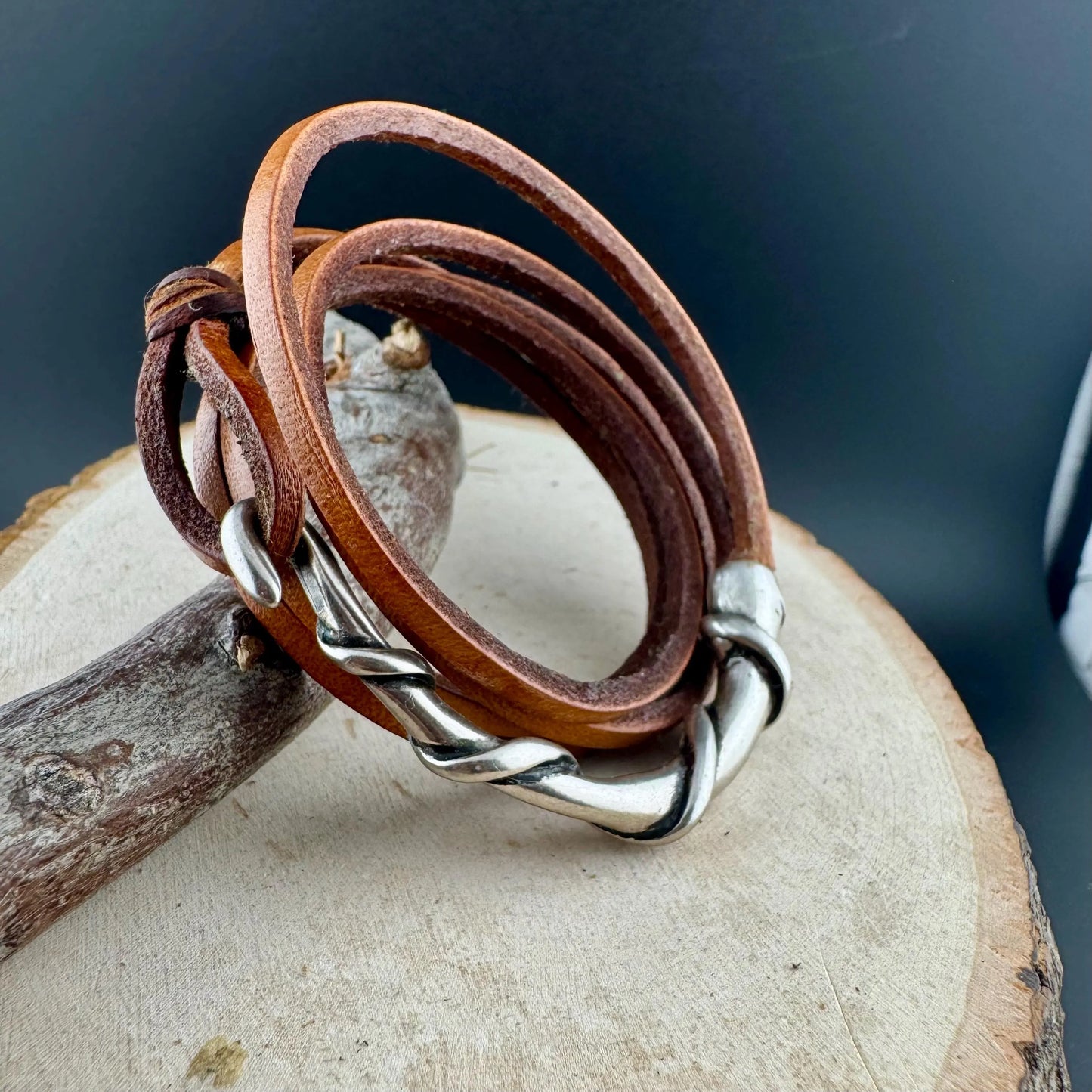 Multi Wrap Leather Bracelet | Silver Half Cuff | Brown, Black & Saddle Options