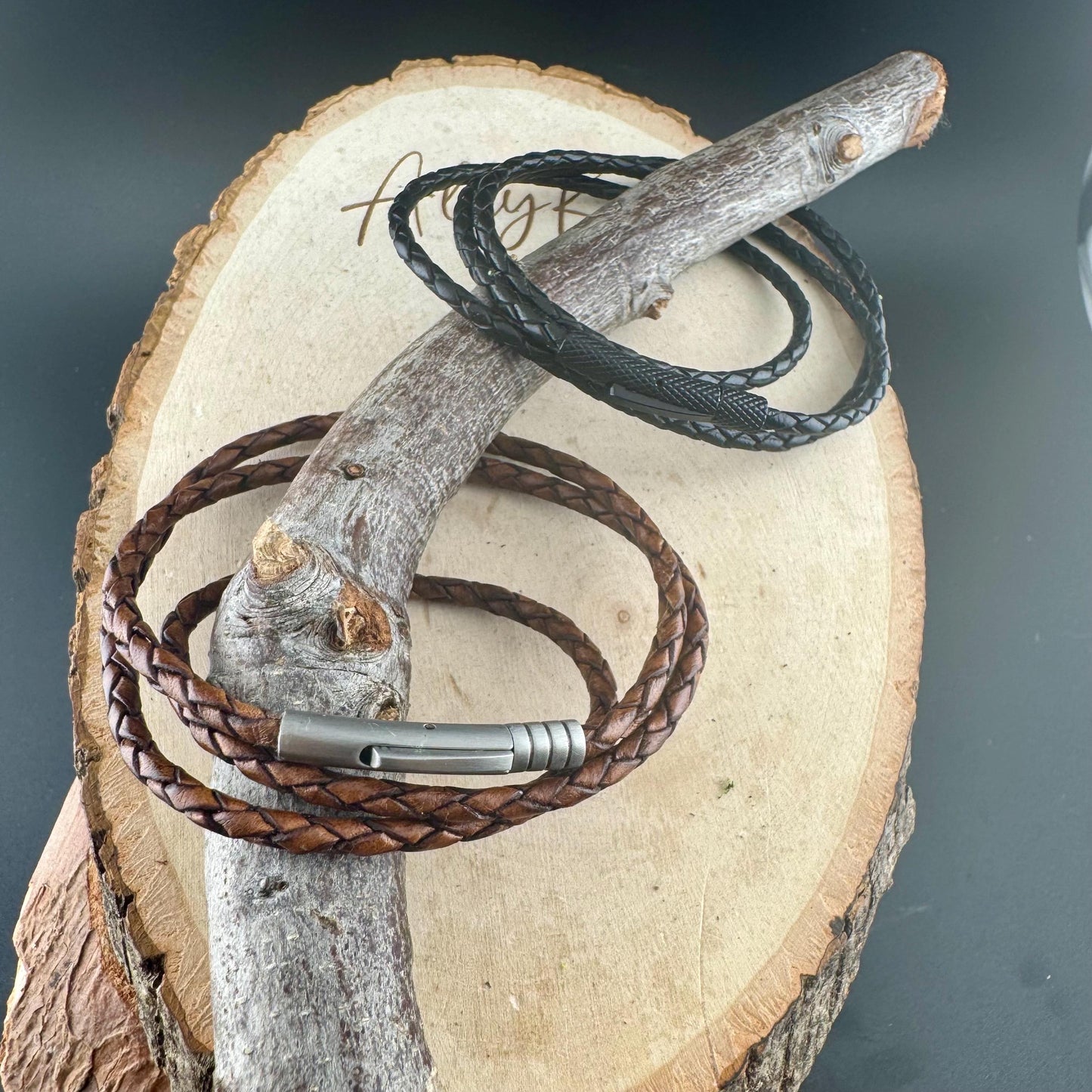 Genuine Leather Multi Wrap Bracelet - Braided Design with Bayonet Closure, Unisex Gift