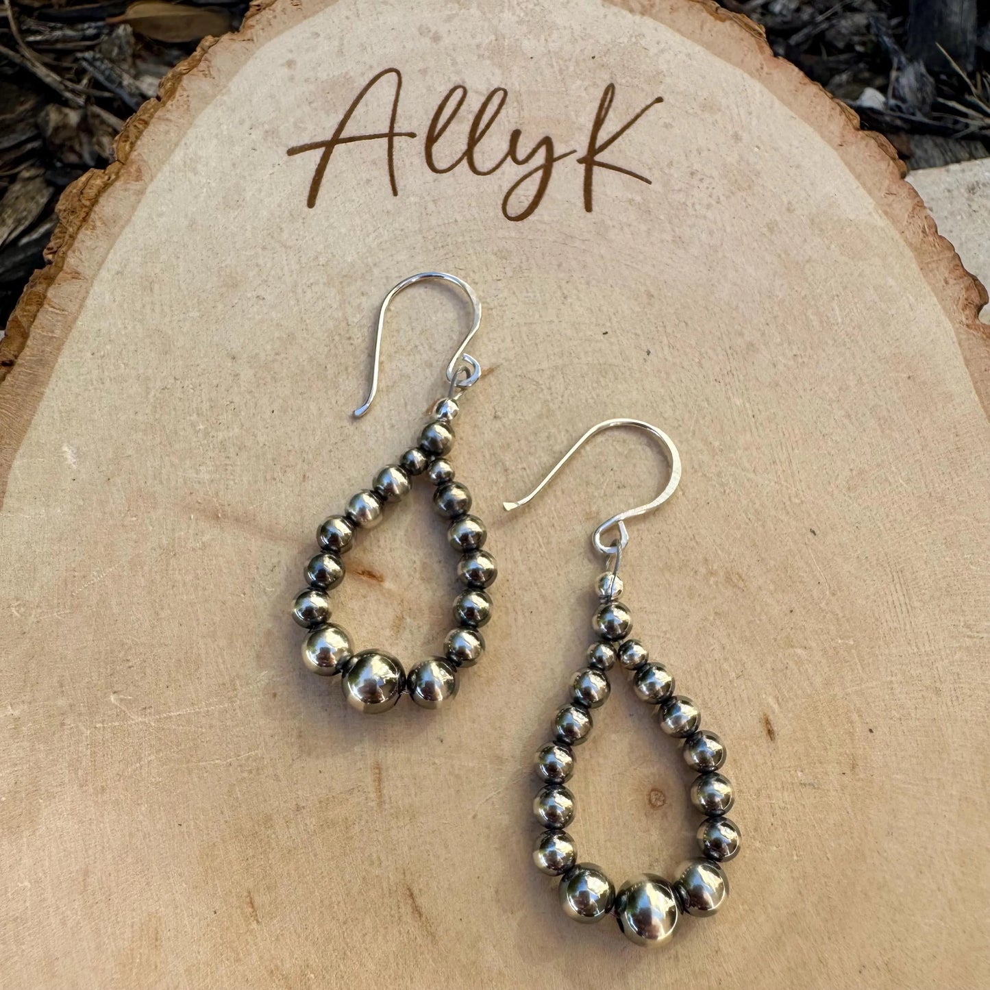 Desert Pearl Teardrop Hoop Earrings • Sterling Silver Dainty Southwestern Jewelry