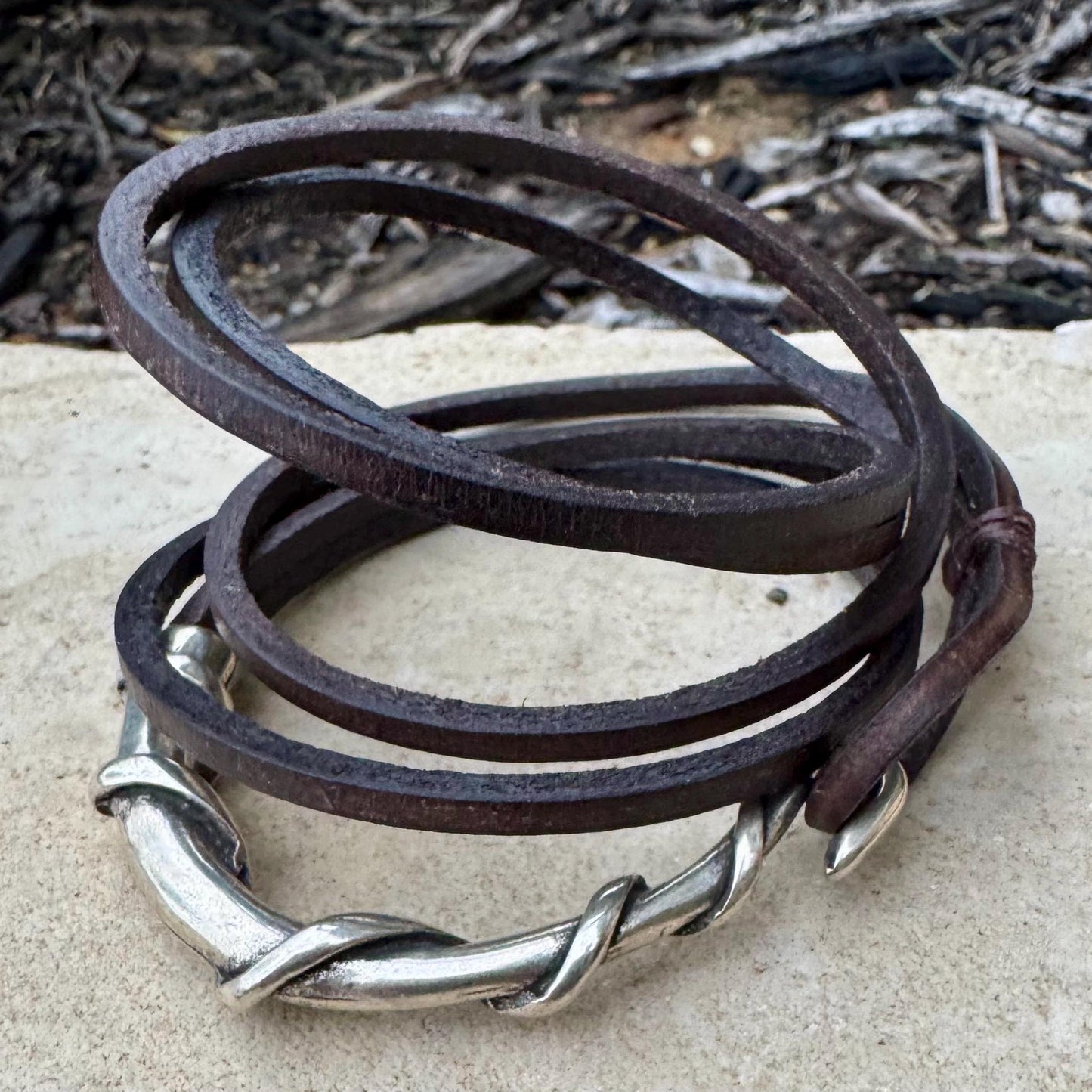 Multi Wrap Leather Bracelet | Silver Half Cuff | Brown, Black & Saddle Options