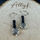 Onyx Dangle Earrings: Southwestern Aztec Sterling Silver