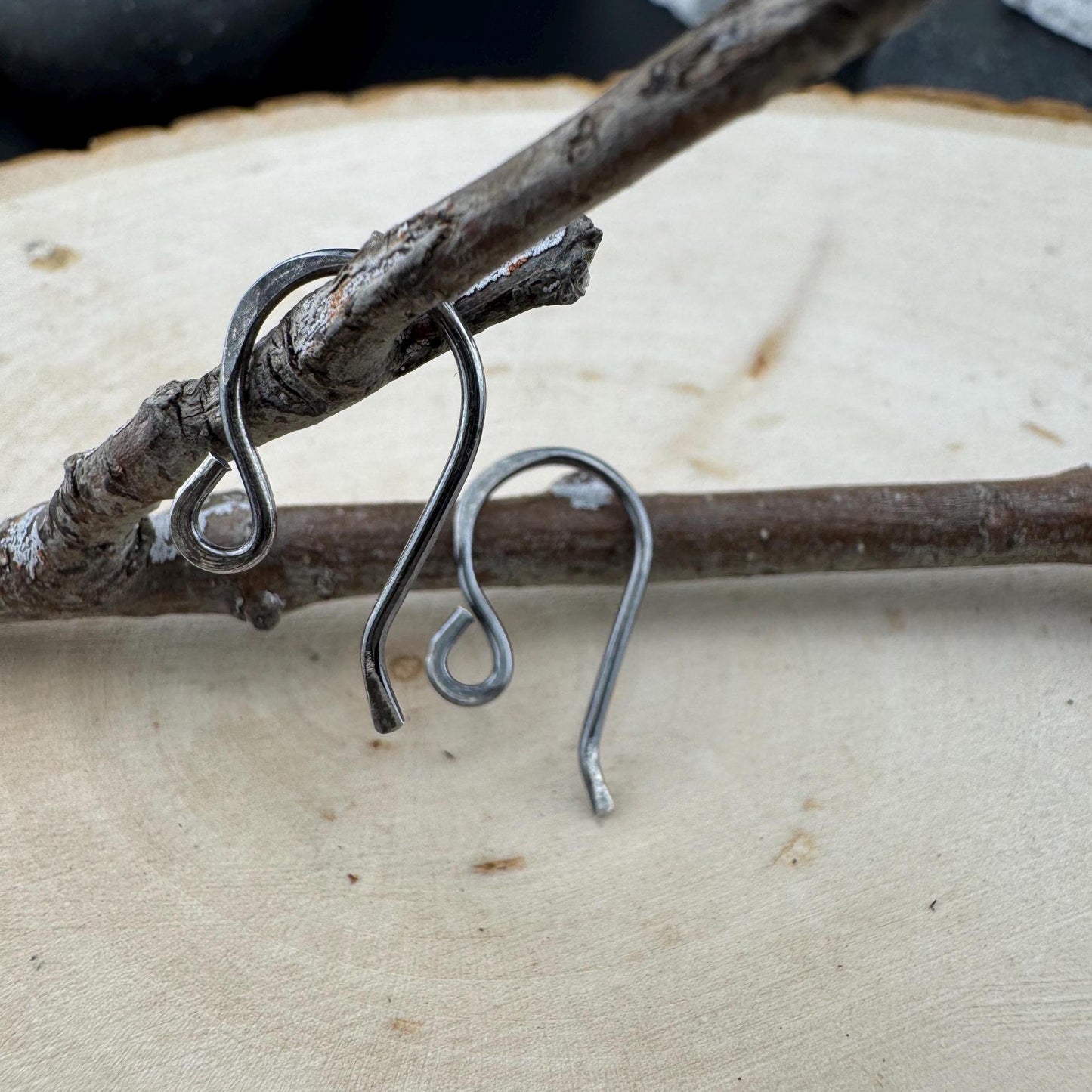 18 Gauge Hand Forged Sterling Silver French Hook Ear Wires - 3/4" Drop