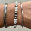 Desert Pearl with White Turquoise gemstone/ sterling silver beaded bracelet