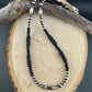 Navajo Pearl & Black Onyx Necklace - Elegant Sterling Silver Heishi Gemstone Jewelry