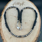 Navajo Pearl & Black Onyx Necklace - Elegant Sterling Silver Heishi Gemstone Jewelry