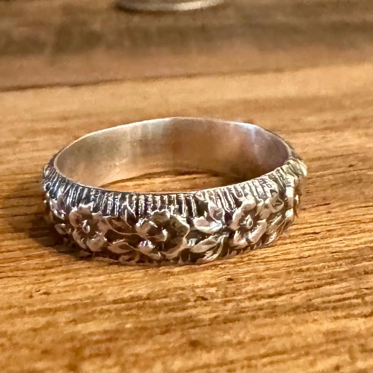 Sterling Silver Floral Ring Band, Nature Inspired Jewelry, Flower Ring