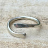 Sterling Silver Bypass Wrap Ring • Hammered Open Band • Adjustable Minimalist Jewelry