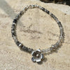 Black Tourmaline Rutilated Quartz Sterling Silver Bracelet – Flower Charm | Protective Gemstone Jewelry