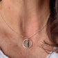 Arizona Turquoise Sterling Silver Necklace: Daisy Spacers, Circle Pendant