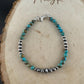 Kingman Turquoise & Navajo Pearl Bracelet - Sterling Silver Round Gemstone Jewelry