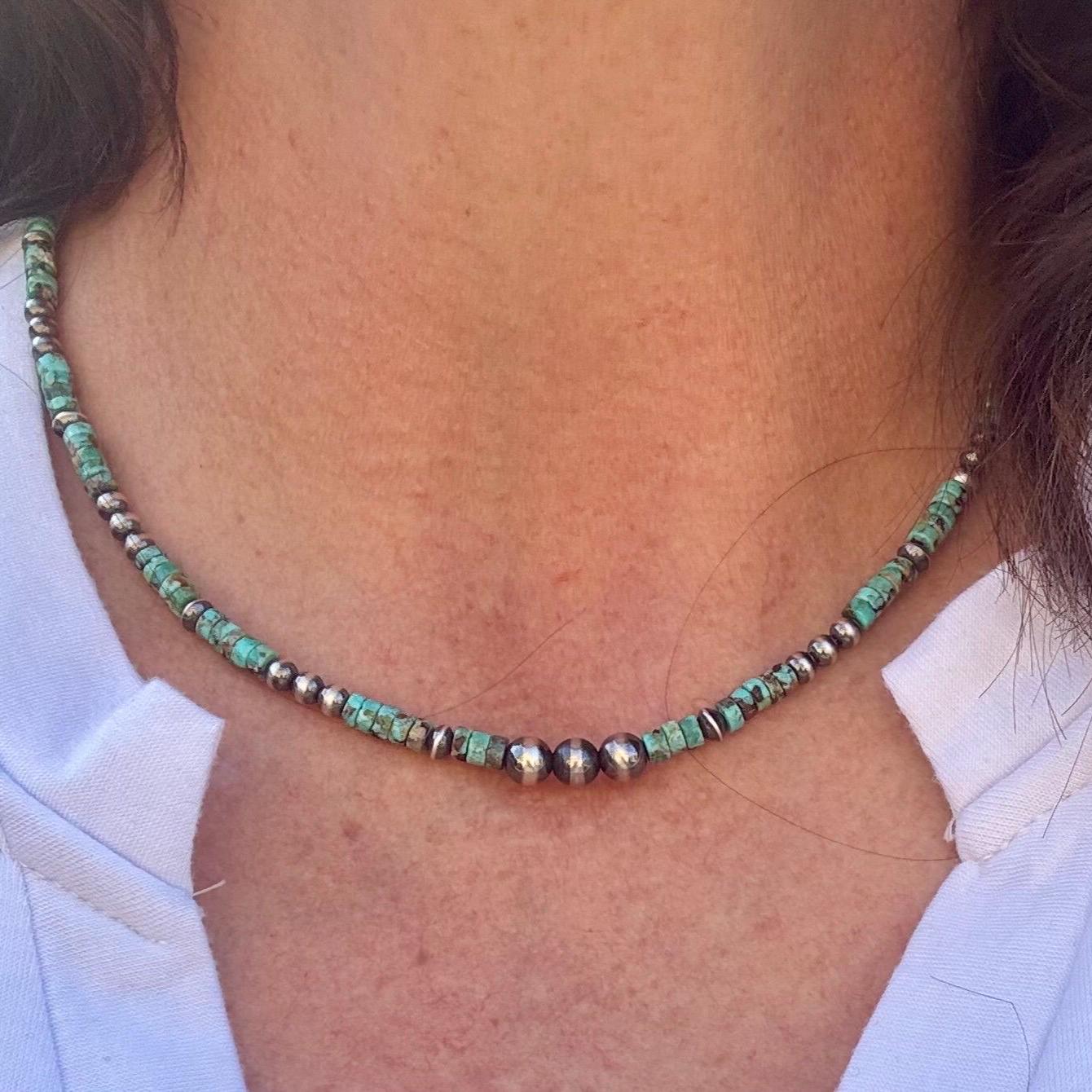 Turquoise & Navajo Pearl Necklace – Sterling Silver Southwestern Style (Best Seller)