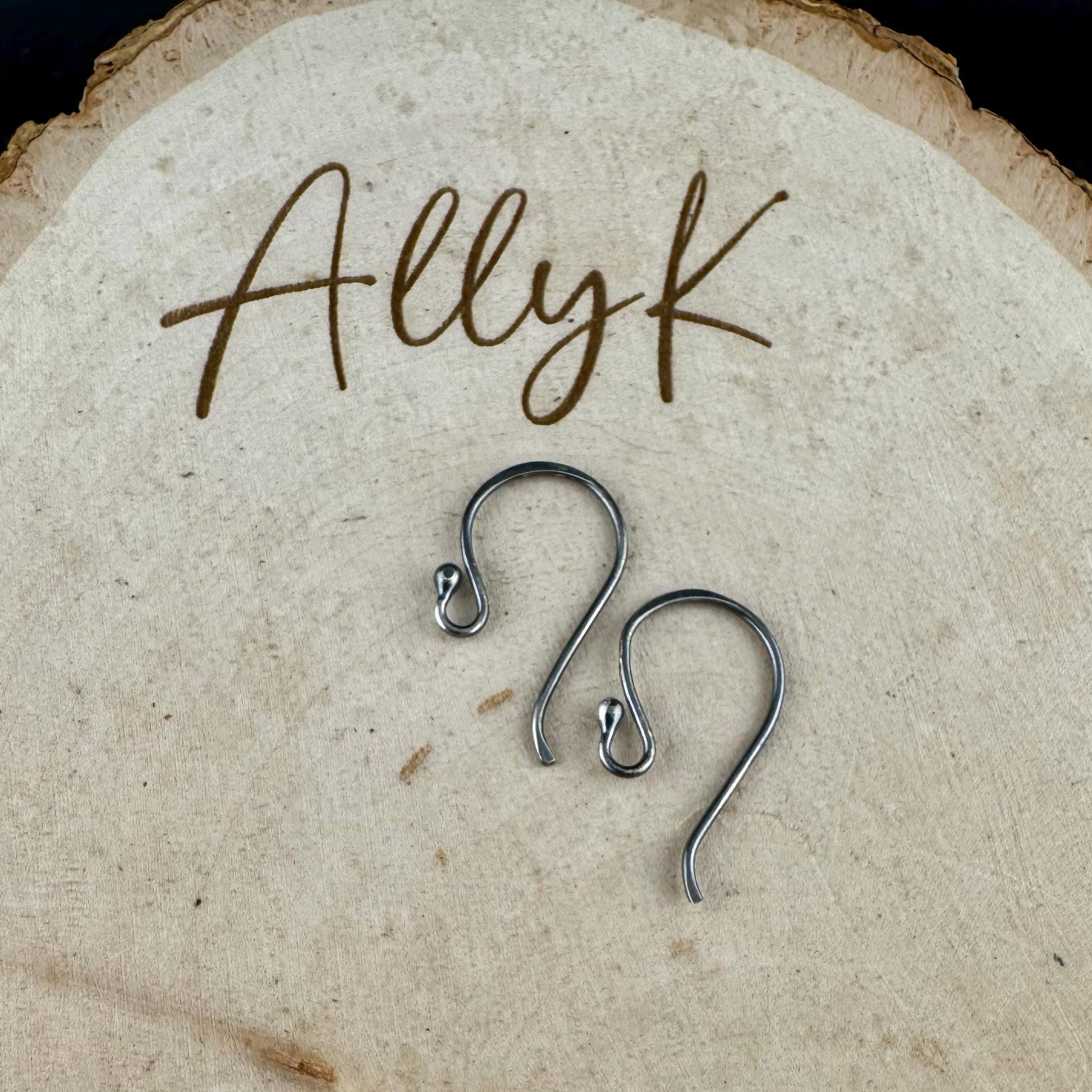 Handmade Sterling Silver Ball End Ear Wires – 20 Gauge Hand forged, Shiny or Oxidized