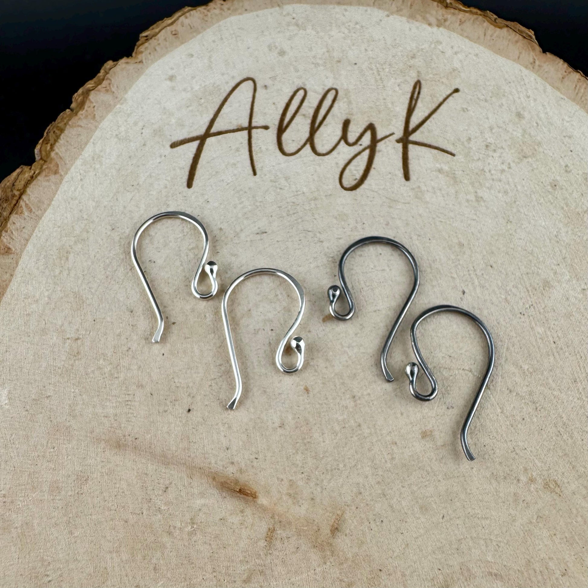18g Argentium Ball End Ear Wires • 3/4 Inch • Hand‑Forged Silver Findings