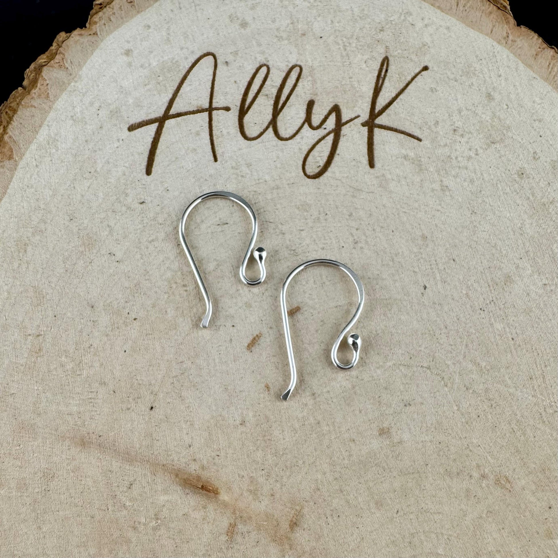 Handmade Sterling Silver Ball End Ear Wires – 20 Gauge Hand forged, Shiny or Oxidized