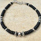 Navajo Pearl Bracelet with Black Onyx / sterling silver beaded gemstone bracelet