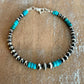 Turquoise Navajo Pearls Bracelet, Sterling Silver Arizona Turquoise Gemstone Bracelet