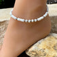 Navajo Pearl and White Turquoise Beaded Anklet - Southwestern Boho Jewelry