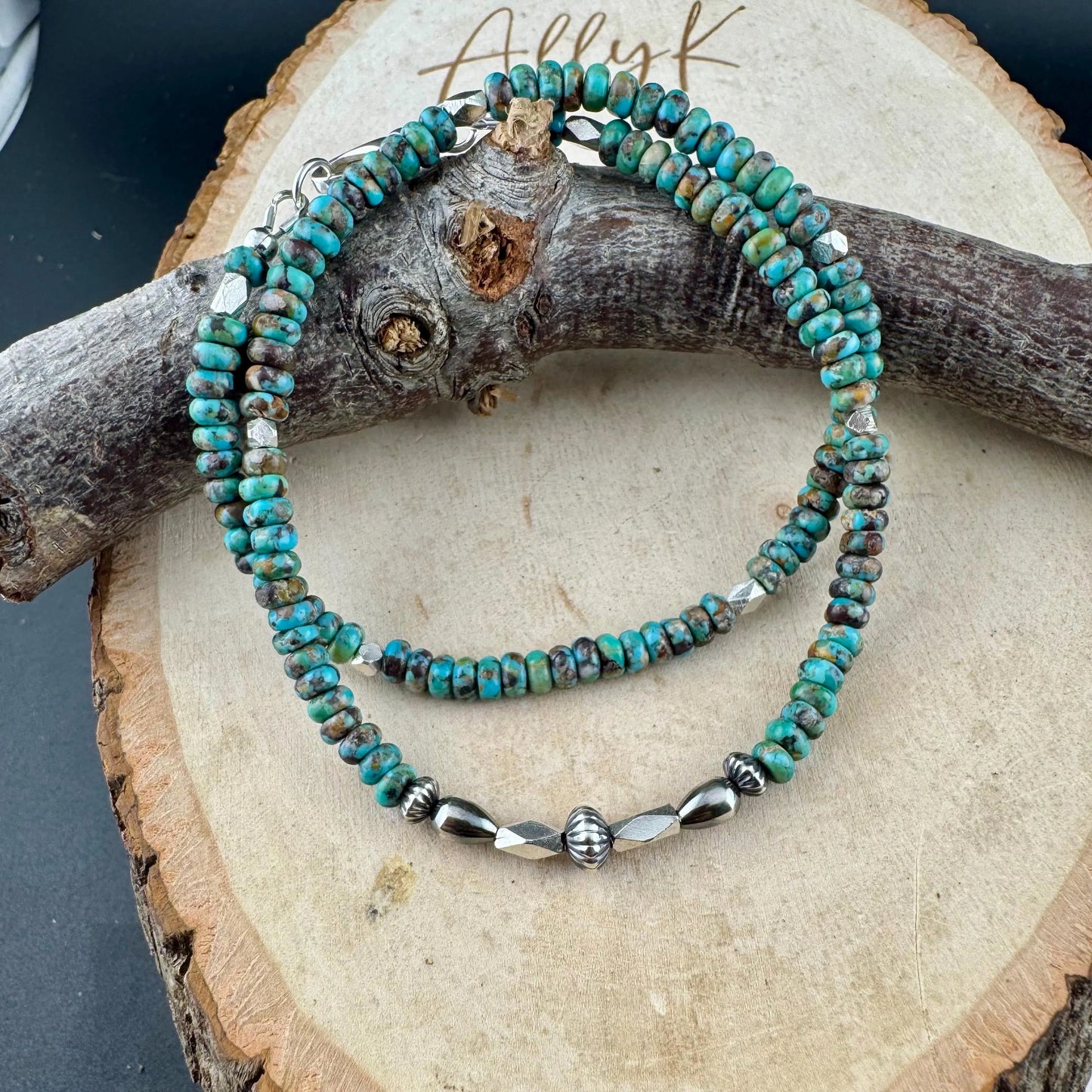 Turquoise & Navajo Pearl Double Wrap Bracelet – Sterling Silver Southwest Layered Jewelry (Best Seller)