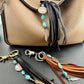 Leather Turquoise Purse Tassel Keychain with Indian Head Buffalo Nickel