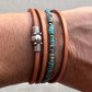 Turquoise Leather Wrap Bracelet with Silver Magnetic Clasp