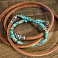 Turquoise Leather Wrap Bracelet with Silver Magnetic Clasp
