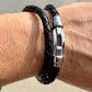 Stylish Braided Leather Wristband with Stainless Steel Shackle - Magnetic Clasp for Men & Women