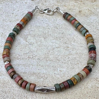 Picasso Red Creek Jasper Bracelet – Sterling Silver Gemstone Beaded Bracelet | Stackable Artisan Jewelry