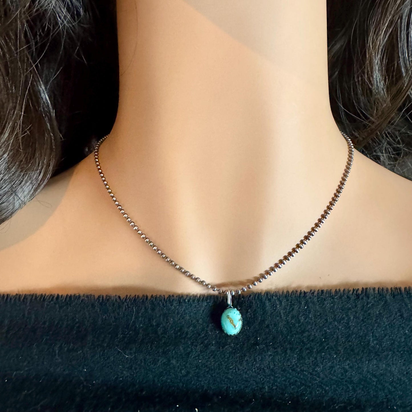 Kingman Turquoise Pendant Necklace – Sterling Silver Boho Jewelry