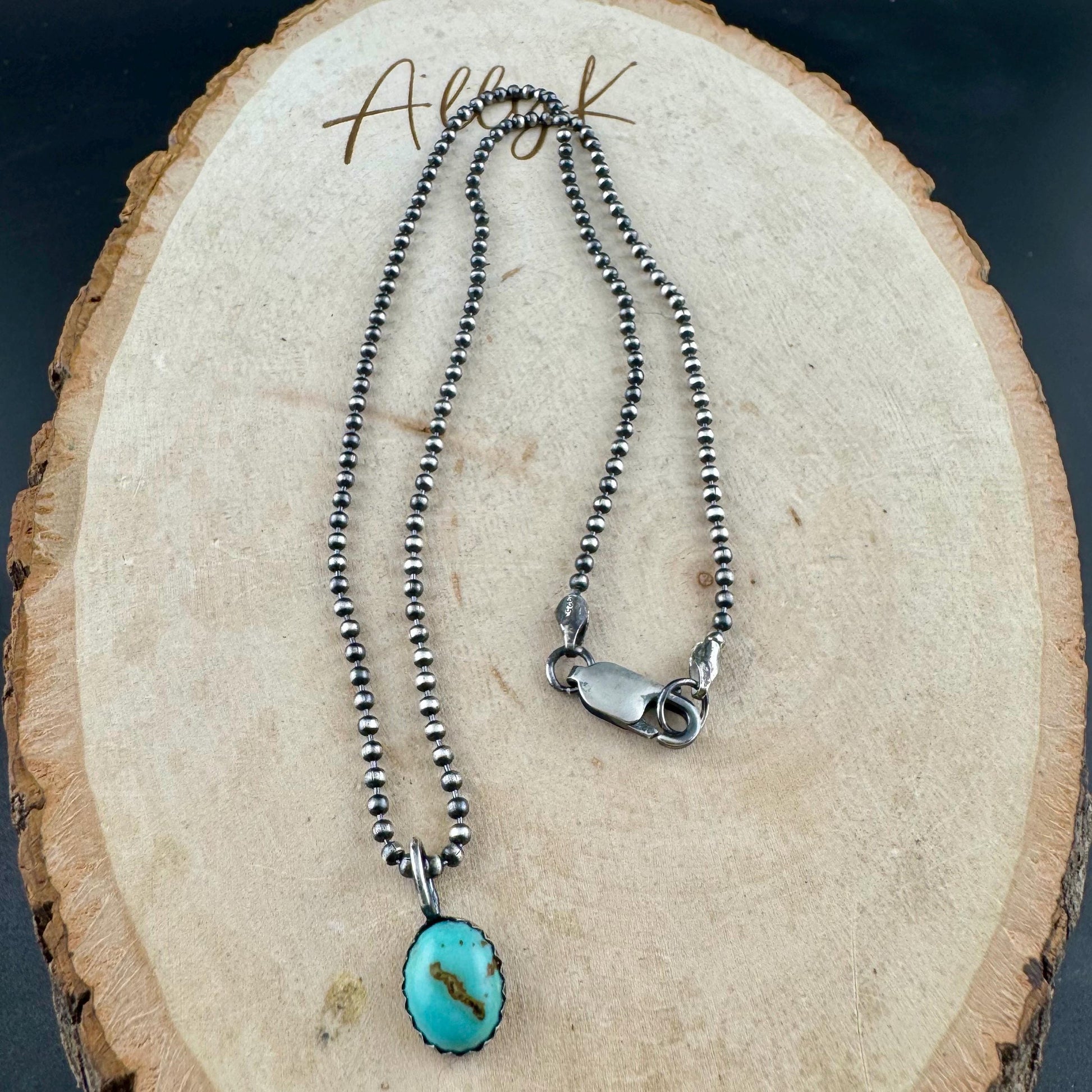Kingman Turquoise Pendant Necklace – Sterling Silver Boho Jewelry