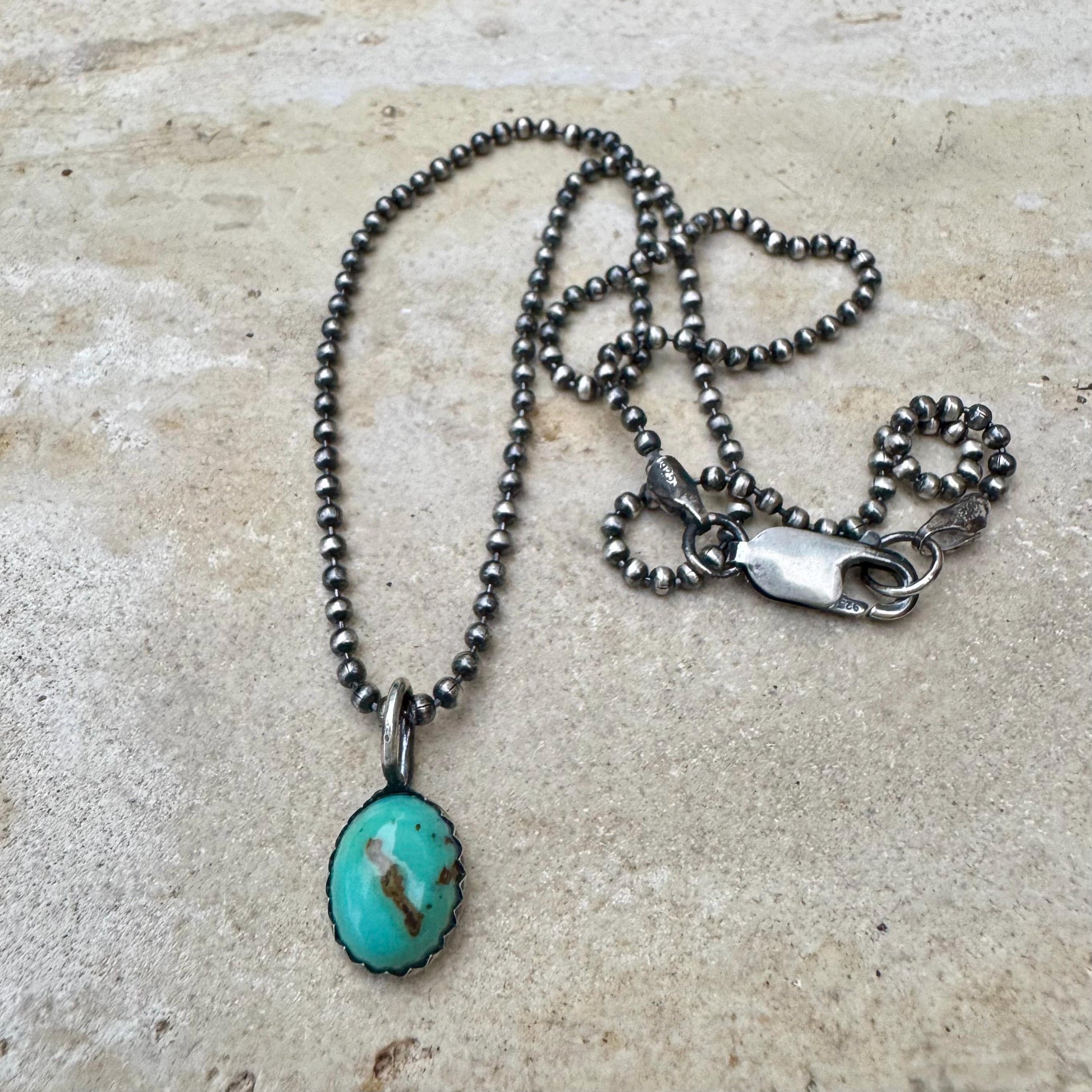 Kingman Turquoise Pendant Necklace – Sterling Silver Boho Jewelry