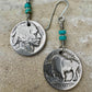 Southwestern Style Sterling Silver Earrings with Indian Buffalo Nickel and Turquoise