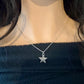 Sterling Silver Star Pendant Necklace – Hammered Charm, Delicate Satellite Chain