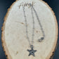 Sterling Silver Star Pendant Necklace – Hammered Charm, Delicate Satellite Chain