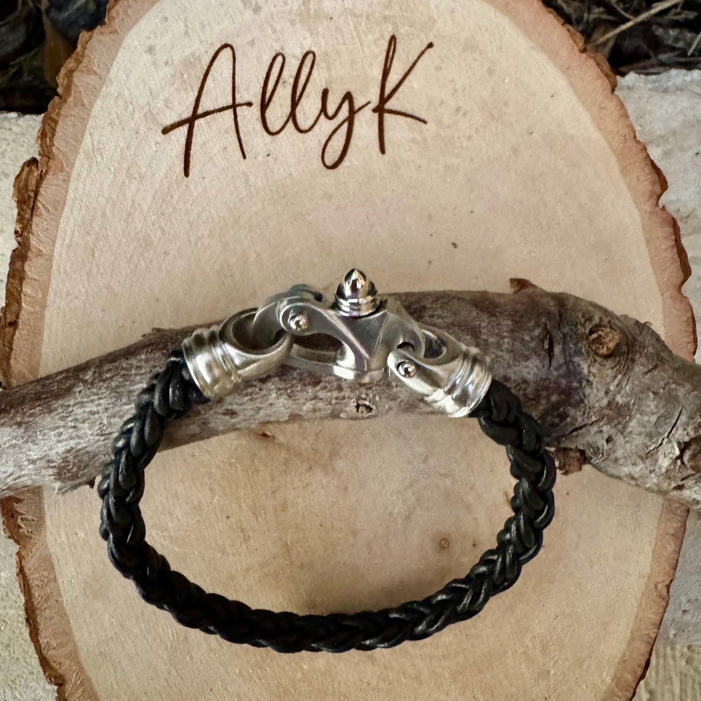 Mariner’s Clasp Black Leather Bracelet – Nautical Soul | Bolo Braided Cord + Stainless Steel