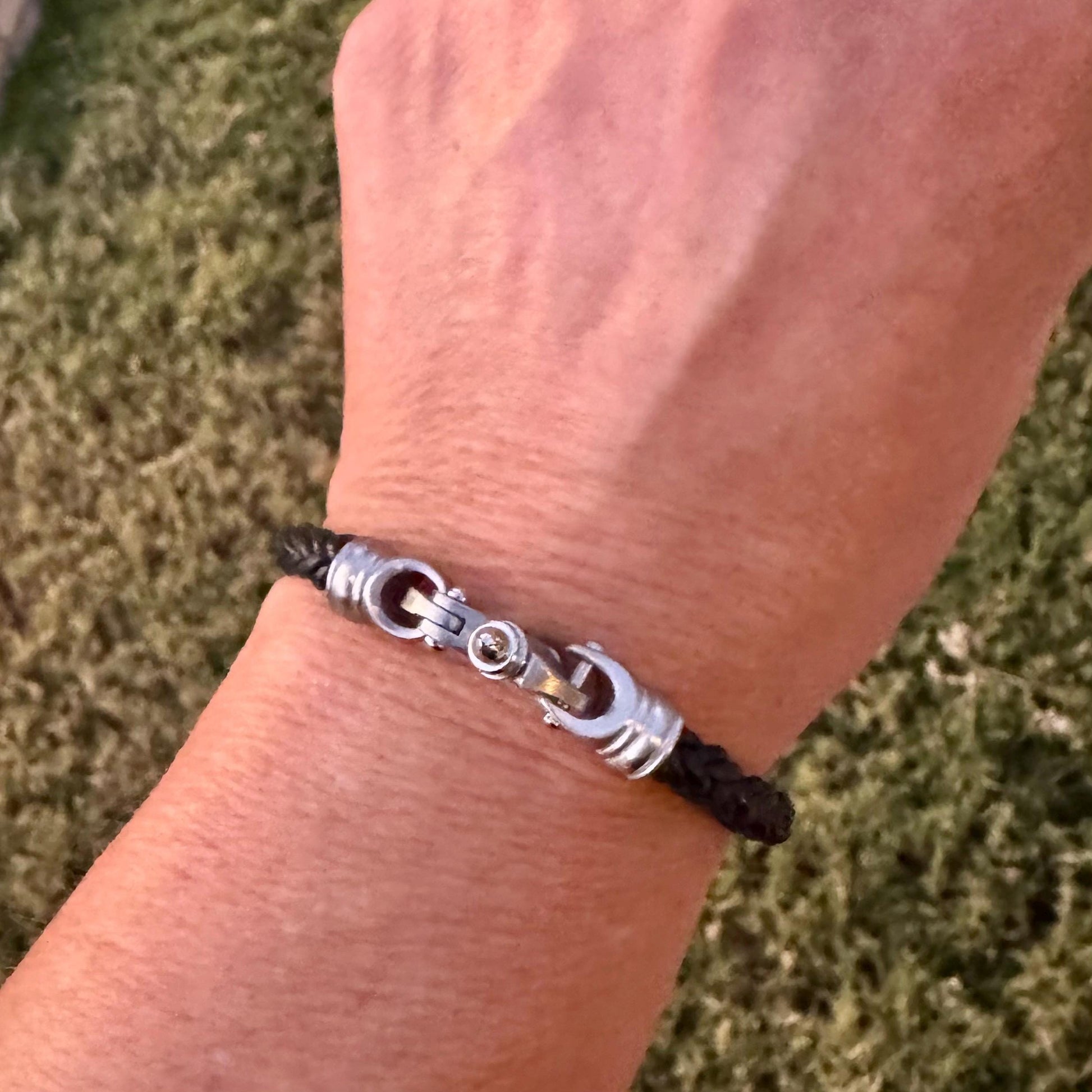 Mariner’s Clasp Black Leather Bracelet – Nautical Soul | Bolo Braided Cord + Stainless Steel